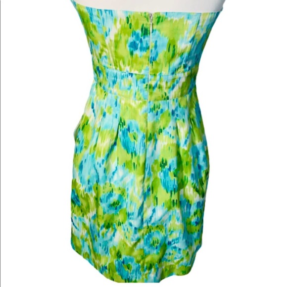 Walter Baker Floral Green Blue Strapless Dress - Picture 2 of 12